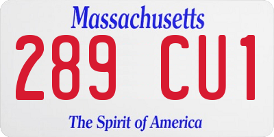MA license plate 289CU1