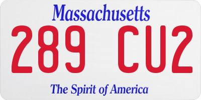 MA license plate 289CU2