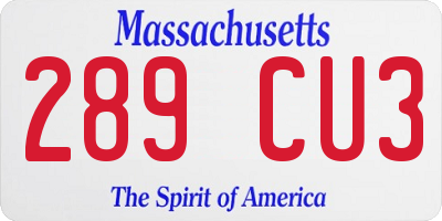 MA license plate 289CU3
