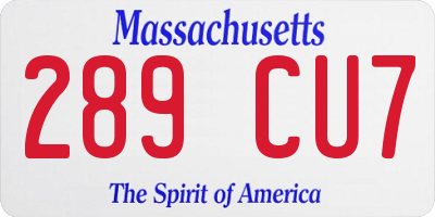 MA license plate 289CU7