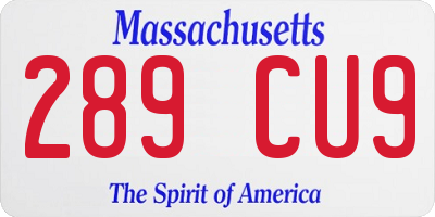 MA license plate 289CU9