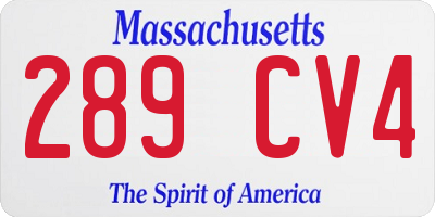 MA license plate 289CV4