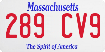 MA license plate 289CV9