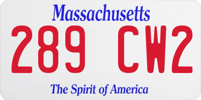 MA license plate 289CW2