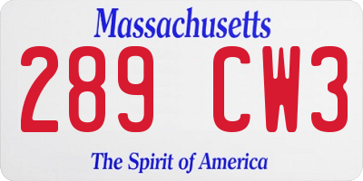 MA license plate 289CW3
