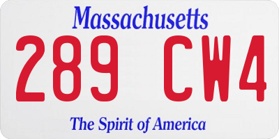 MA license plate 289CW4