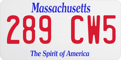 MA license plate 289CW5