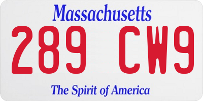 MA license plate 289CW9