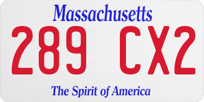 MA license plate 289CX2