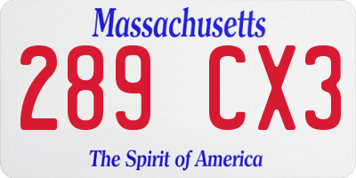 MA license plate 289CX3
