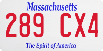 MA license plate 289CX4