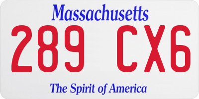 MA license plate 289CX6