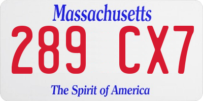 MA license plate 289CX7