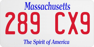 MA license plate 289CX9