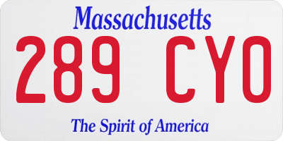 MA license plate 289CY0