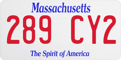 MA license plate 289CY2