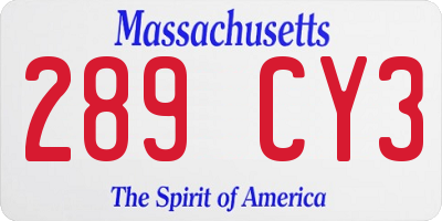 MA license plate 289CY3