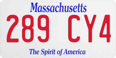 MA license plate 289CY4