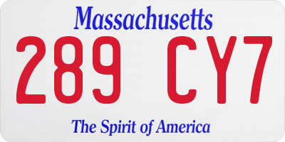 MA license plate 289CY7