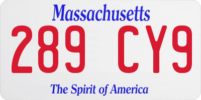 MA license plate 289CY9