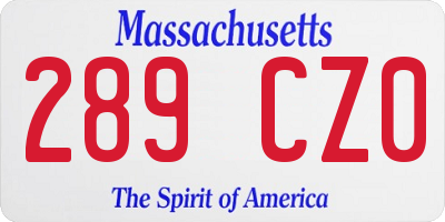 MA license plate 289CZ0