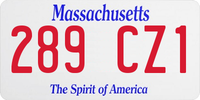 MA license plate 289CZ1
