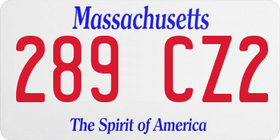 MA license plate 289CZ2