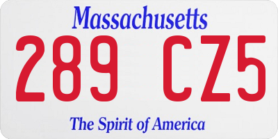 MA license plate 289CZ5