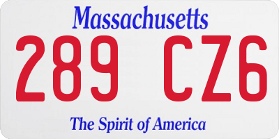MA license plate 289CZ6