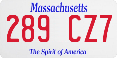 MA license plate 289CZ7