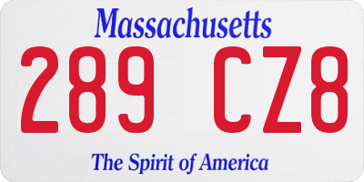 MA license plate 289CZ8