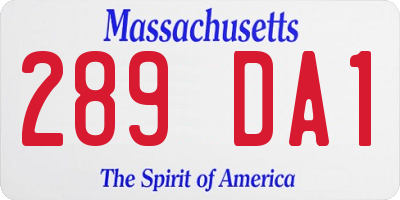 MA license plate 289DA1