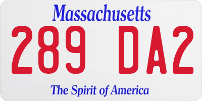 MA license plate 289DA2