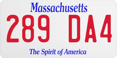 MA license plate 289DA4