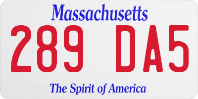 MA license plate 289DA5