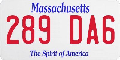 MA license plate 289DA6