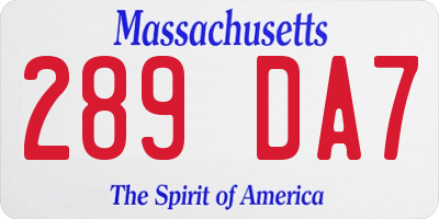 MA license plate 289DA7