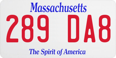 MA license plate 289DA8
