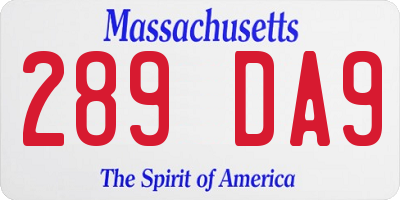 MA license plate 289DA9