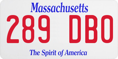 MA license plate 289DB0