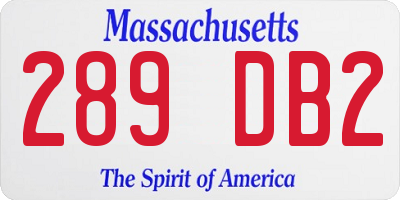 MA license plate 289DB2