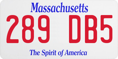 MA license plate 289DB5