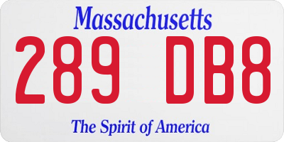 MA license plate 289DB8