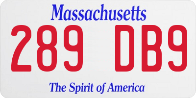 MA license plate 289DB9