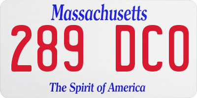 MA license plate 289DC0