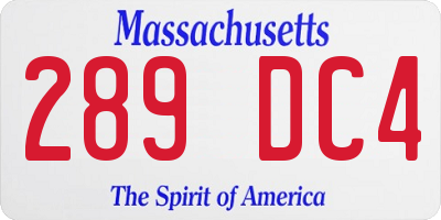 MA license plate 289DC4