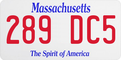 MA license plate 289DC5