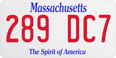MA license plate 289DC7