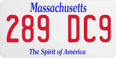 MA license plate 289DC9