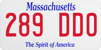 MA license plate 289DD0